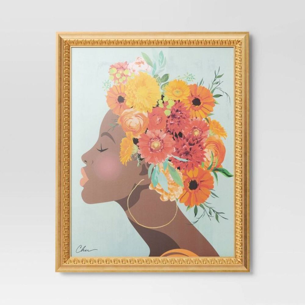 Threshold - 24" x 30" Floral Dream by Nikki Chu Vintage Canvas Gold